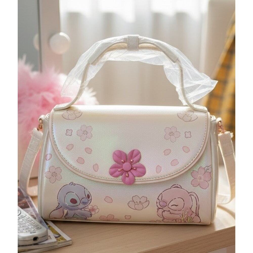 Loungefly Disney Stitch Angel Sakura Blossom Crossbody Bag Iridescent Purse NWT